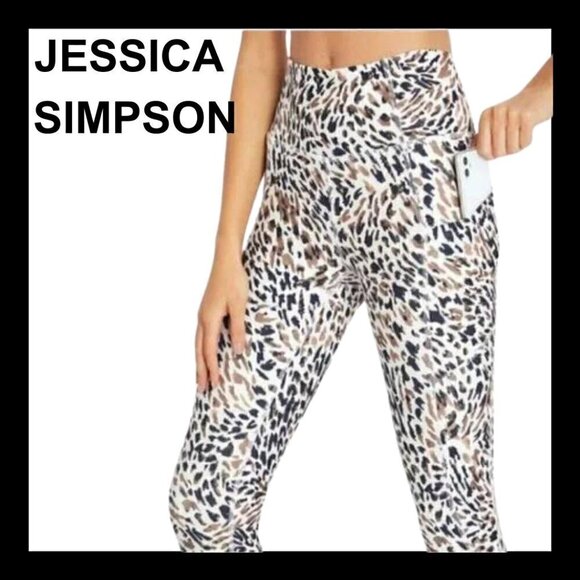 NWT JESSICA SIMPSON Slimtek animal print active leggings - Picture 1 of 10